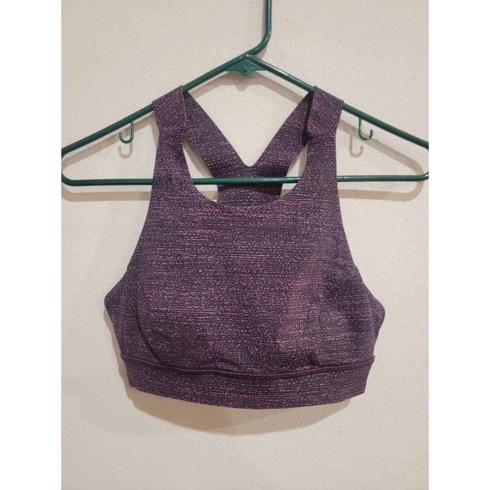 Lululemon Fast Free Bra Nulux Size 6 DKMS Purple Black Multicolor B/C